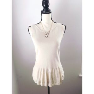 LOFT Sleeveless Cream Peplum Sweater